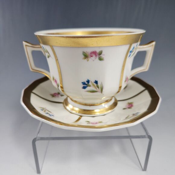 1890s George Demartine Limoges Double Handled Tea Cup & Demitasse Avenir France - Picture 2 of 10